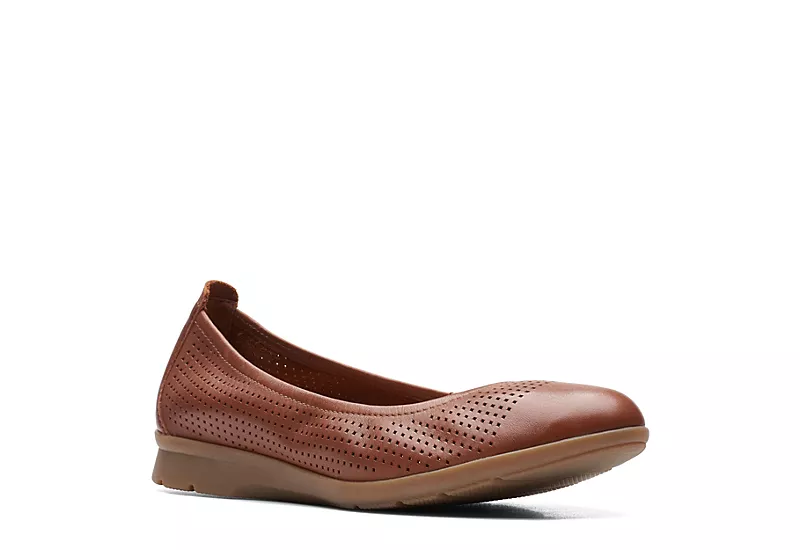 Clarks Womens Jeanette Ease Flat - Tan 1 Clarks Womens Jeanette Ease Flat - Tan