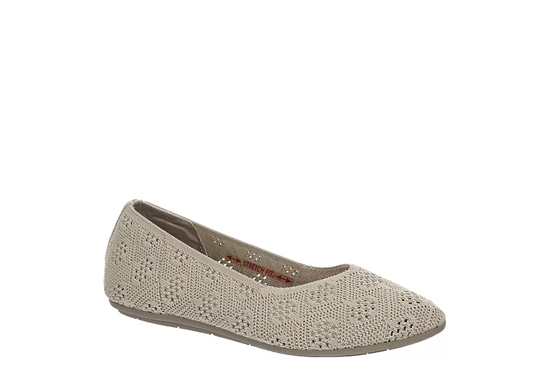Skechers Womens Cleo 2.0 Knitty Witty Flat - Taupe 1 Skechers Womens Cleo 2.0 Knitty Witty Flat - Taupe