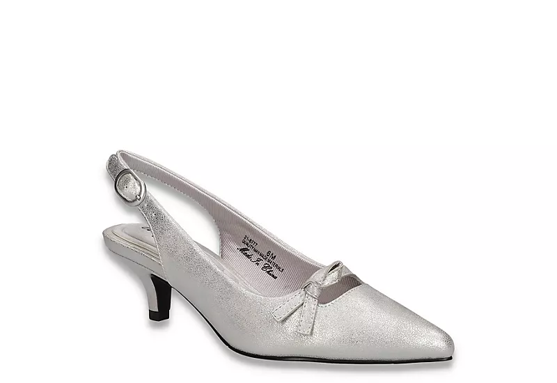 Easy Street Womens Emerin Slingback Pump - Silver 1 Easy Street Womens Emerin Slingback Pump - Silver