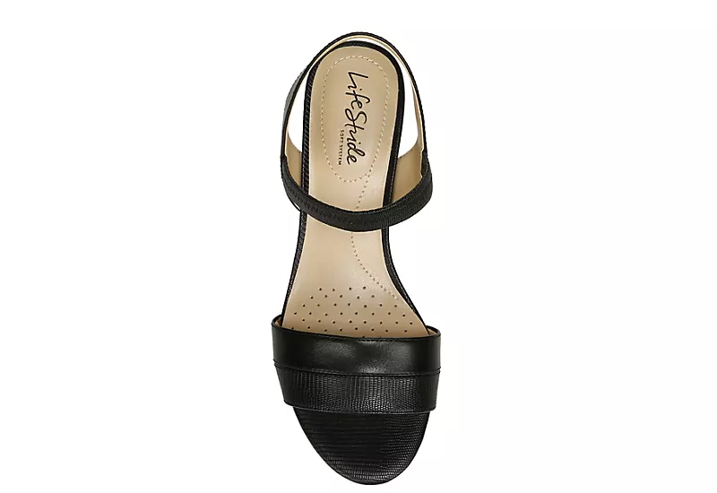 Lifestride Womens Yuma Wedge Sandal - Black 6 Lifestride Womens Yuma Wedge Sandal - Black - Image 6
