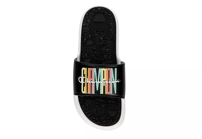 Champion Womens Foundation Pastel Block Slide Sandal - Black 6 Champion Womens Foundation Pastel Block Slide Sandal - Black - Image 6