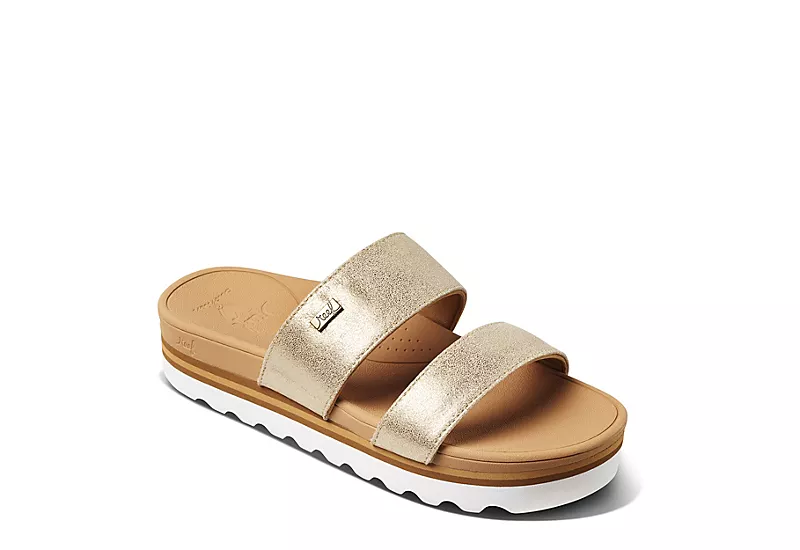 Reef Womens Banded Horizon Hi Slide Sandal - Champagne 1 Reef Womens Banded Horizon Hi Slide Sandal - Champagne