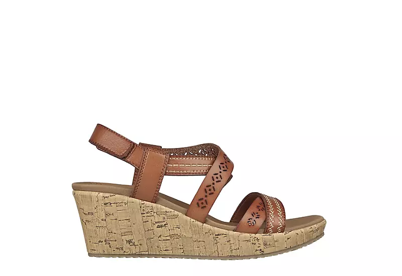 Skechers Womens Beverlee-delicate Glow Wedge Sandal - Cognac 2 Skechers Womens Beverlee-delicate Glow Wedge Sandal - Cognac - Image 2