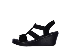 Skechers Womens Rumble On - Camp Glam Wedge Sandal - Black -Comfy Steps Sales Store US 01 203242 02