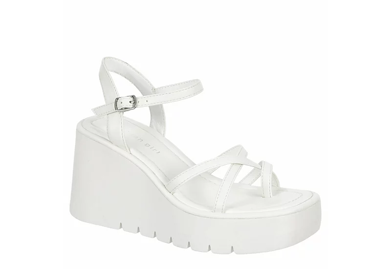 Madden Girl Womens Vaultt Wedge Sandal - White 1 Madden Girl Womens Vaultt Wedge Sandal - White