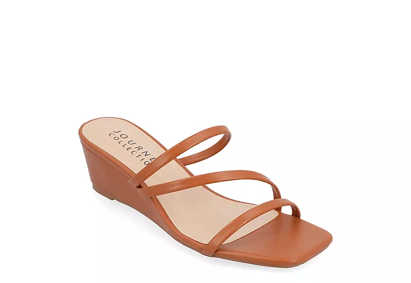 Journee Collection Womens Takarah Low Wedge Sandal - Brown 1 Journee Collection Womens Takarah Low Wedge Sandal - Brown