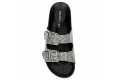 Madden Girl Womens Teddy Footbed Slide Sandal - Black -Comfy Steps Sales Store US 01 250030 05